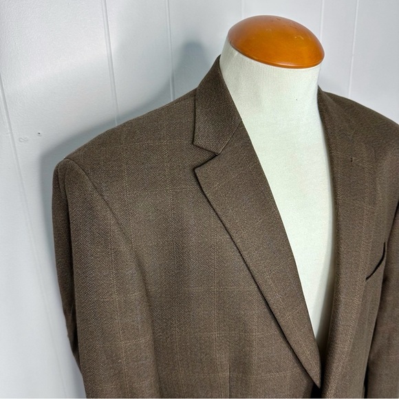 Pronto Uomo Brown Windowpane Check Blazer - Picture 5 of 12